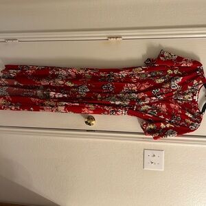 Red floral hi/low dress
